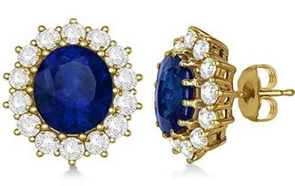 Oval Blue Sapphire and Diamond Accented Earrings 18k Yellow Gold (10.80ctw) by Allurez   admin   October 16, 2020  1 min