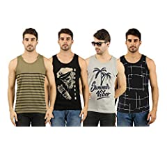 Buy THE ARCHER Men's Cotton Printed Sleeveless T-Shirt Combo (Grey, Black, Olive, Navy, Large) - Pack of 4 at Amazon.in
