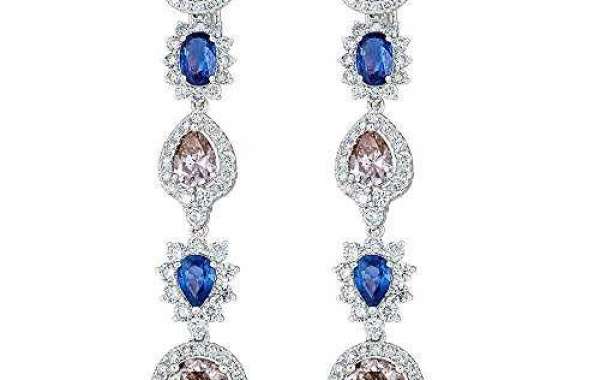 18K White gold, Brown Solitaire Diamond, Blue Sapphire Heaven Earring | Color: Gold