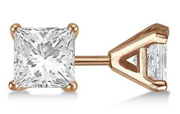 UNCATEGORIZED G-H VS-SI 4ct Fashion Princess Cut Modern Stud Lab Grown Diamond Earrings 14Kt White Gold