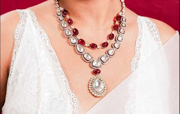 Polki Necklace Red Kundan Necklace Uncut Polki Jewelry