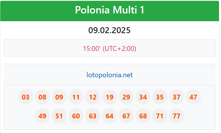 Rezultate Astăzi: Loto Polonia Multi 1 Multi 2 - LotoPolonia.Net - Loto Polonia