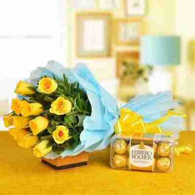 Dozen Yellow Roses with Rocher YuvaFlowers Profile Picture