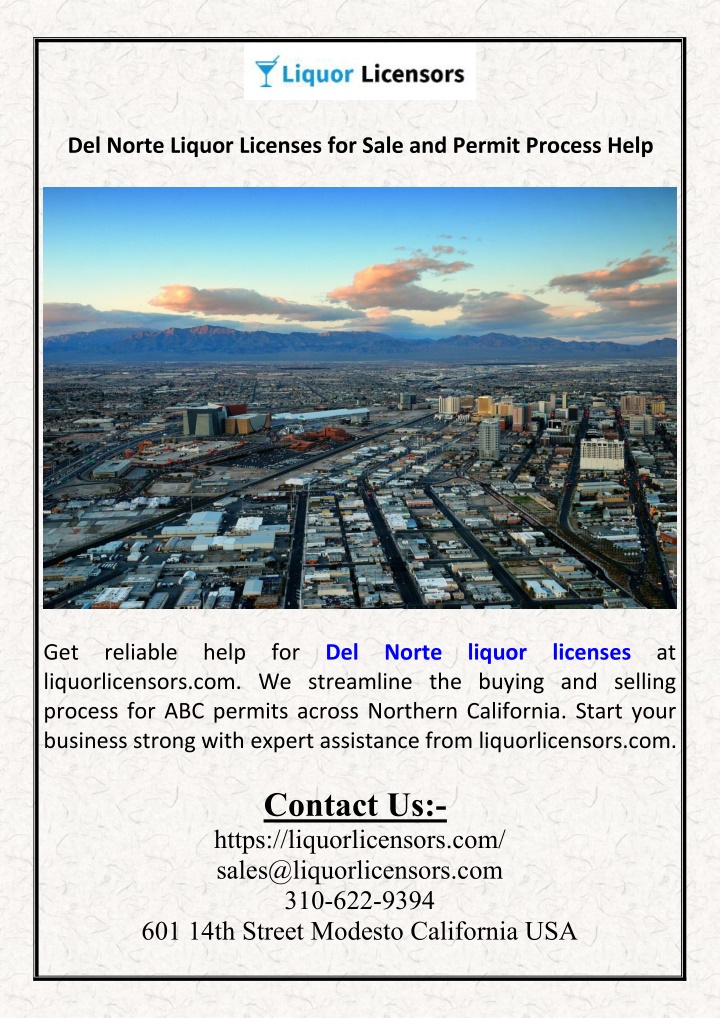 PPT - Del Norte Liquor Licenses for Sale and Permit Process Help. PowerPoint Presentation - ID:14440797