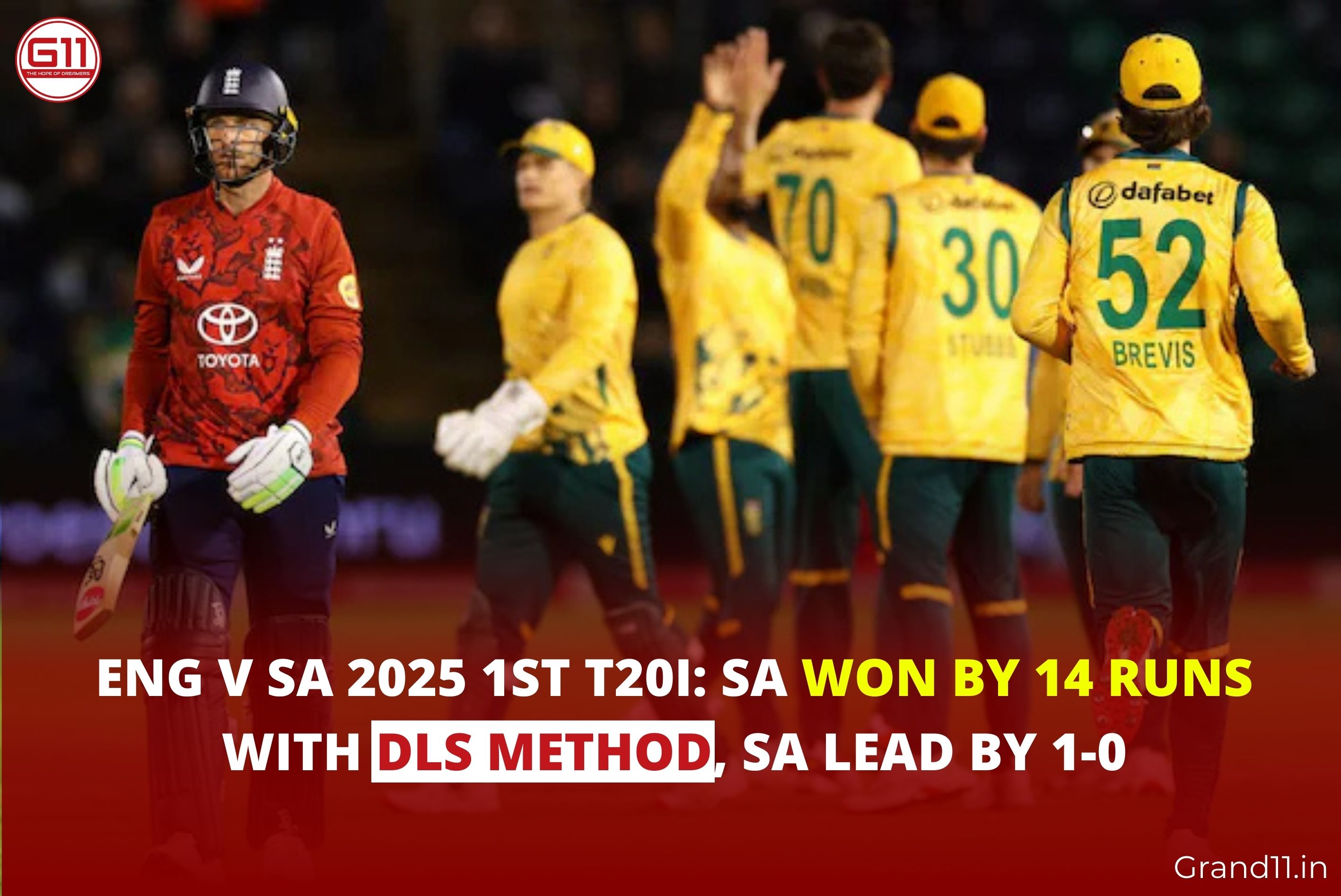 ENG v SA 2025 1st T20I: SA Won By 14 Runs With DLS Method, SA Lead By 1-0