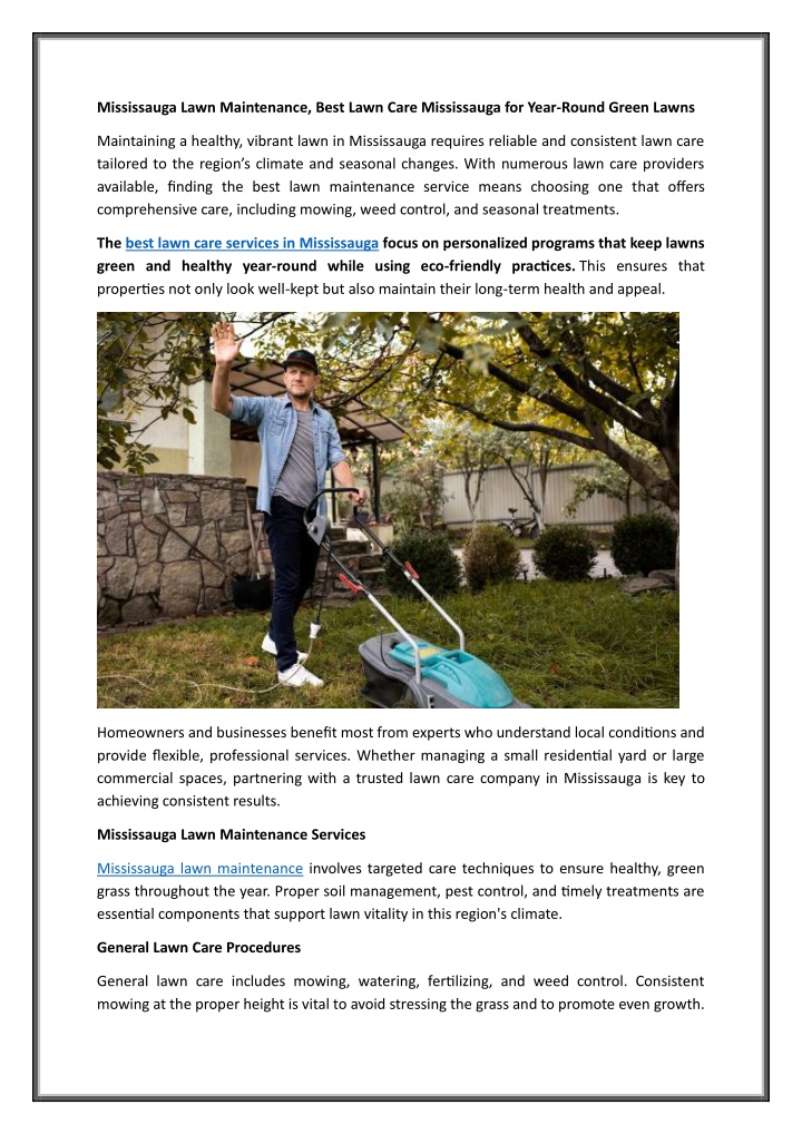 PPT - Mississauga Lawn Maintenance, Best Lawn Care Mississauga for Year-Round Green Lawns PowerPoint Presentation - ID:14659089