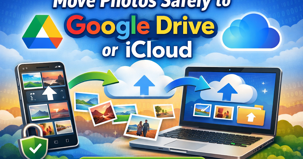 How to Move Photos Safely to Google Drive or iCloud (Step-by-Step Guide)
