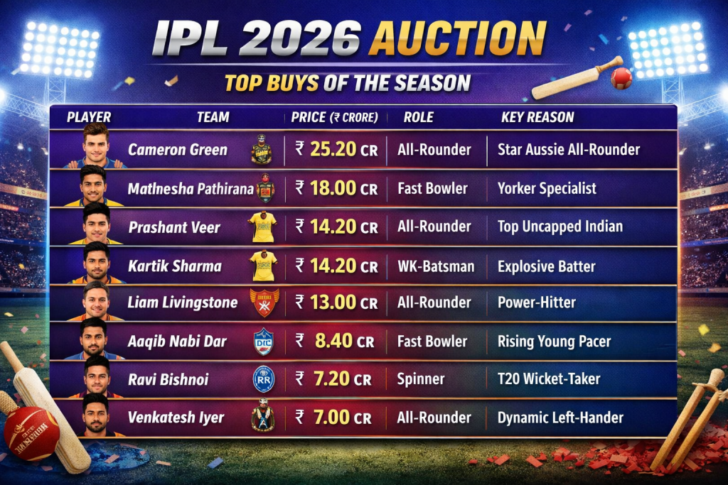 IPL 2026 Auction News: Top Buys & Big Deals