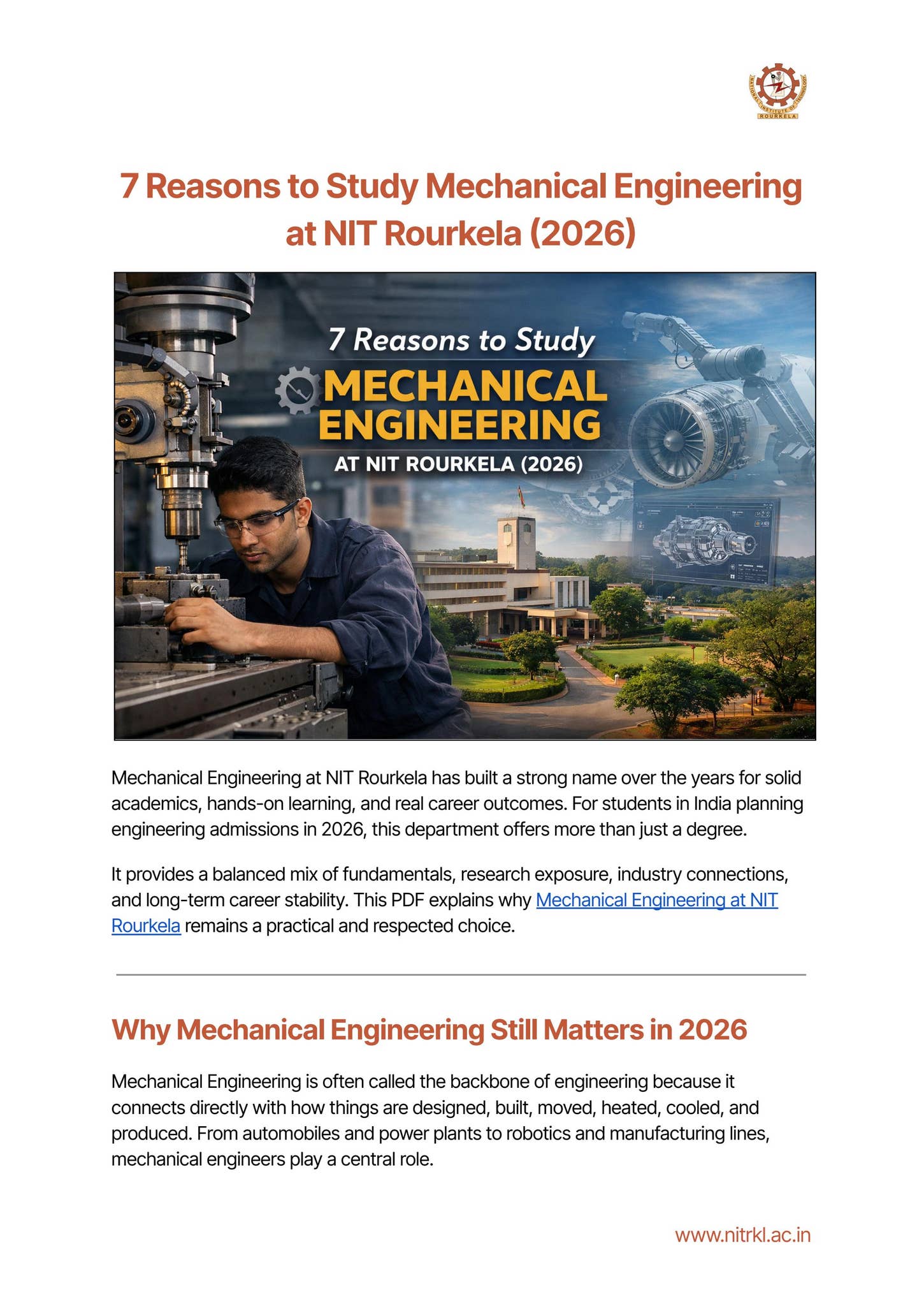 7 Reasons to Study Mechanical Engineering at NIT Rourkela (2026)