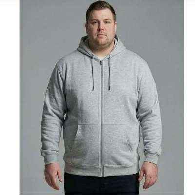 Big & Tall Full Zip Fleece Hoodie- Grey Profile Picture