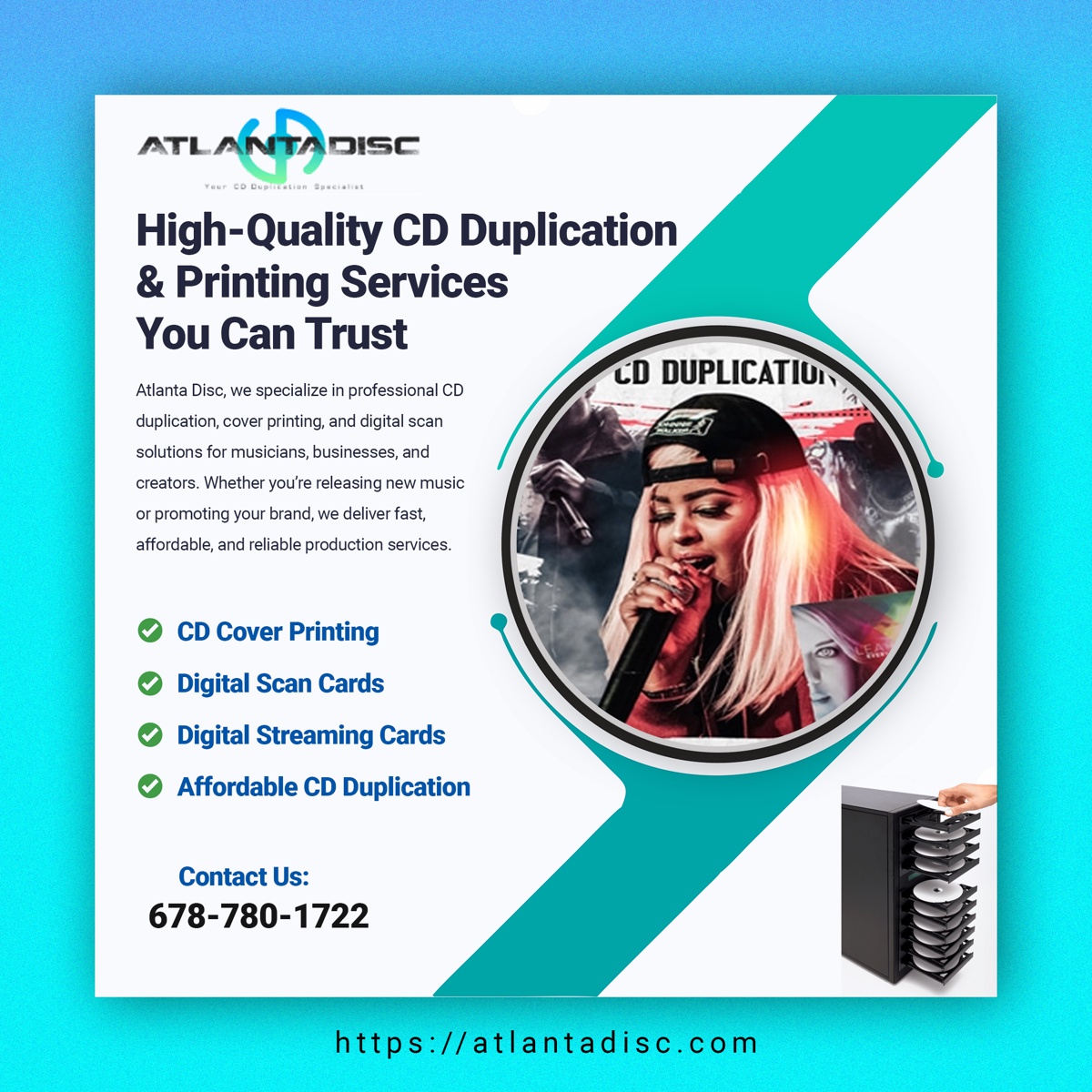 Screenshot - CD Cover Printing  Atlanta Disc provides vibrant CD Cover Printing to complete your disc packaging. Whether you need inserts, booklets, or tray cards, our high-quality prints make your CDs retail-ready. Great for artists, events, or corporate materials, our professional designs and print quality ensure your CD presentation stands out. Get custom cover printing that shines. For more information please visit us at:- https://atlantadisc.com #Print_CDs_and_Covers #CD_Duplication_and_Packaging #CD_Duplication #Short_Run_CD_Printing #CD_Manufacturing - Gyazo