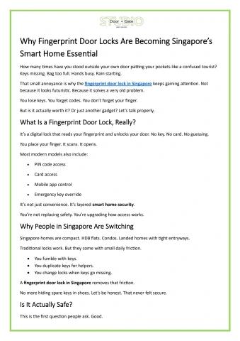 Why Fingerprint Door Locks Are Becoming Singapore’s Smart Home Essential