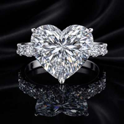 5.40 Carat Lab-Grown Diamond Heart Cut Cathedral Pavé Engagement Ring in 14K White Gold Profile Picture