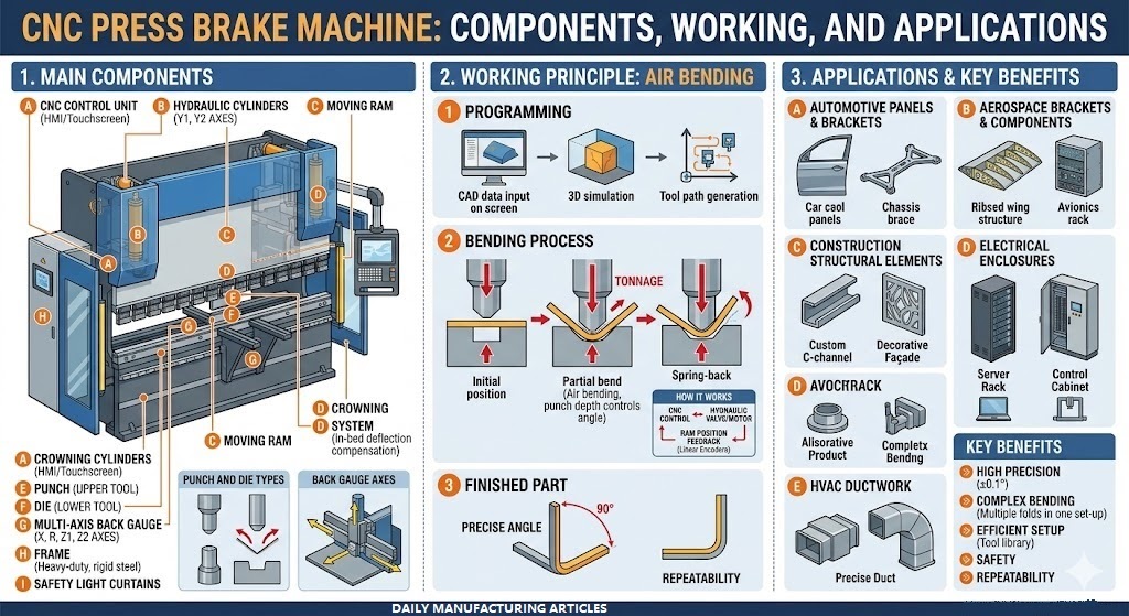 CNC Press Brake Machine: Components, Working, and Applications