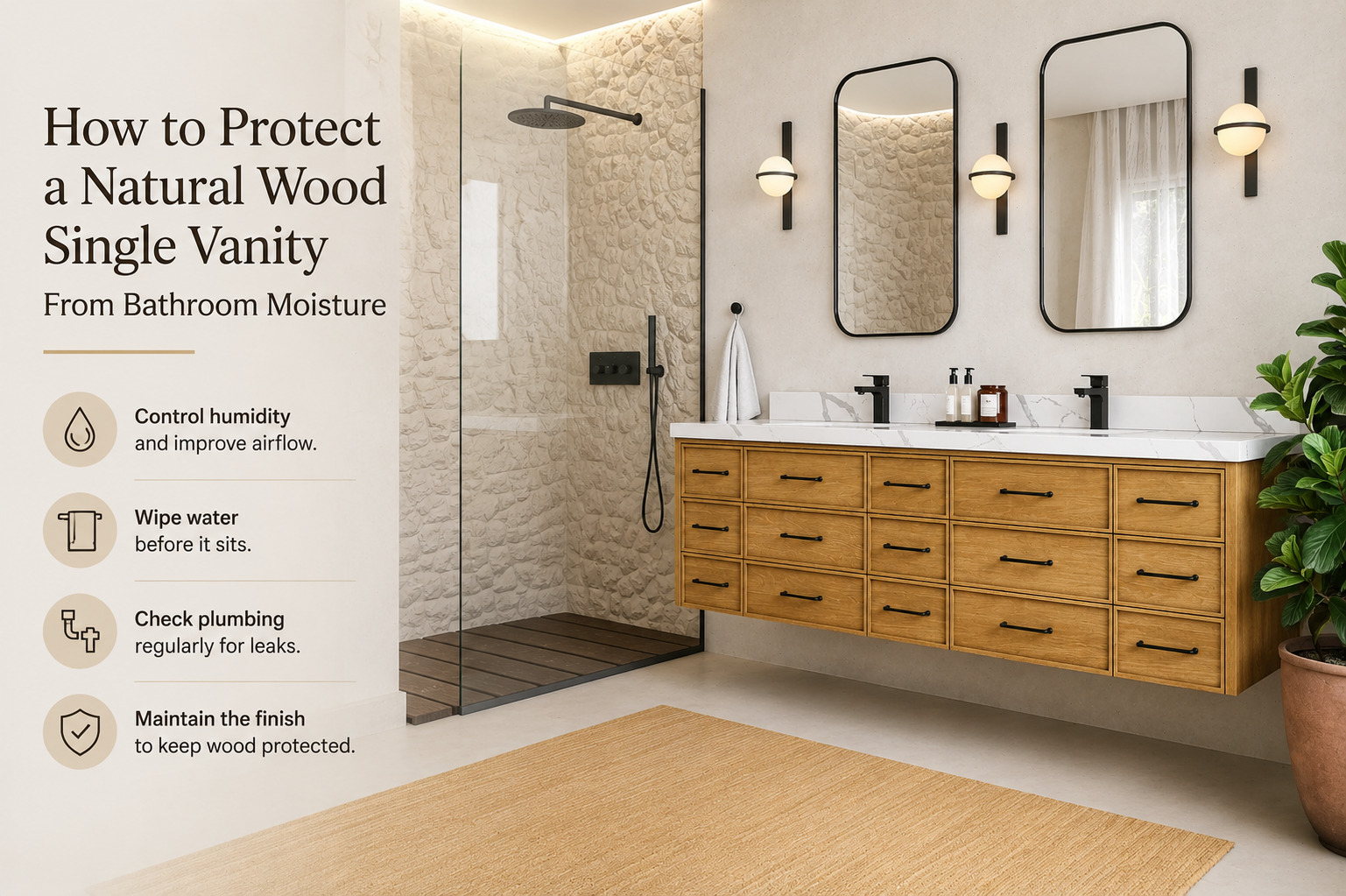 How to Protect a Natural Wood Single Vanity From Bathroom Moisture