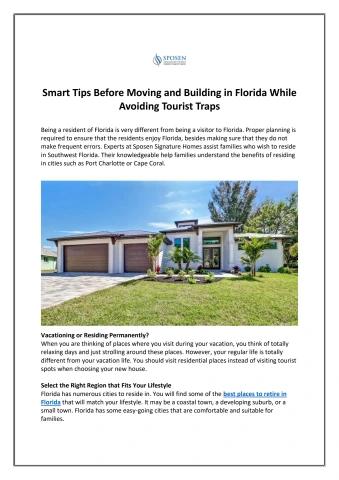 Smart Tips Before Moving and Building in Florida While Avoiding Tourist Traps