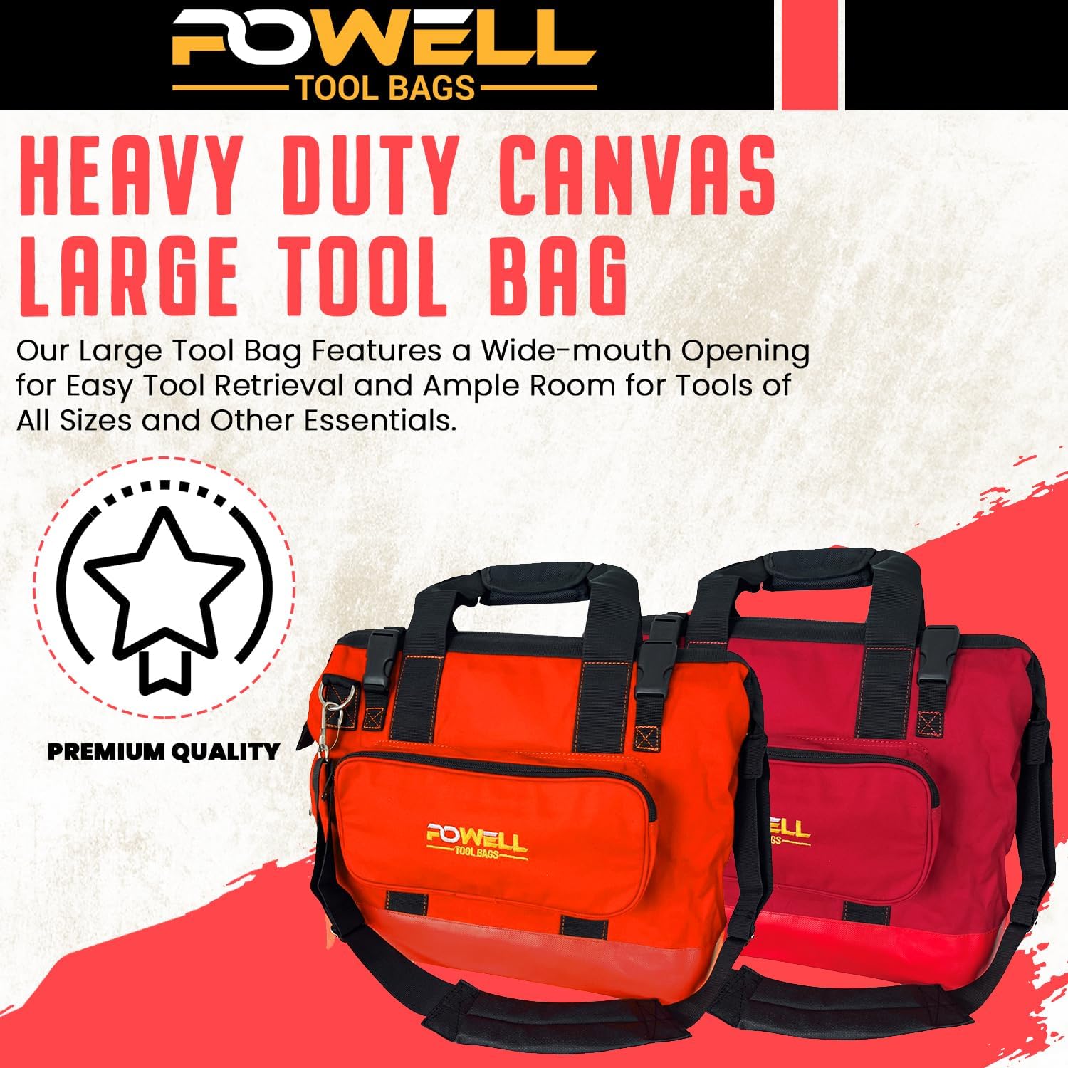 Wide Mouth Canvas Tool Bag - Heavy Duty Electrician Tool Bag | Toolbags.com