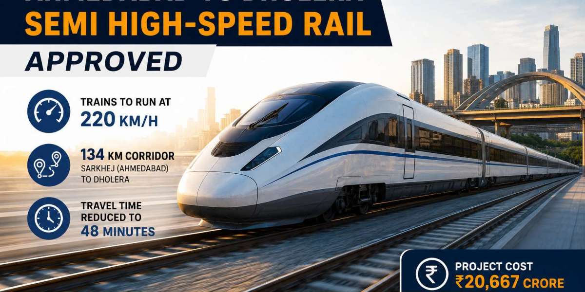 Sarkhej Dholera Semi High Speed Double Line Route Map