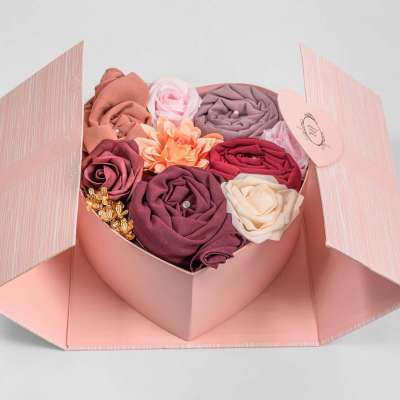 Heart Shaped Suprise,Hijab Gift Set, Scarf Bouquet, Perfumed Flowers, Custom Islamic Wedding Profile Picture