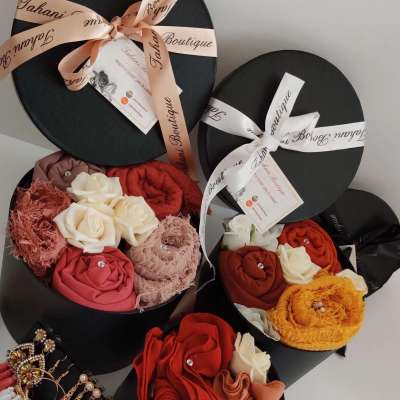 Sunset Hijab Gift Set, Perfumed Flowers, Islamic Scarf, Custom Message Profile Picture